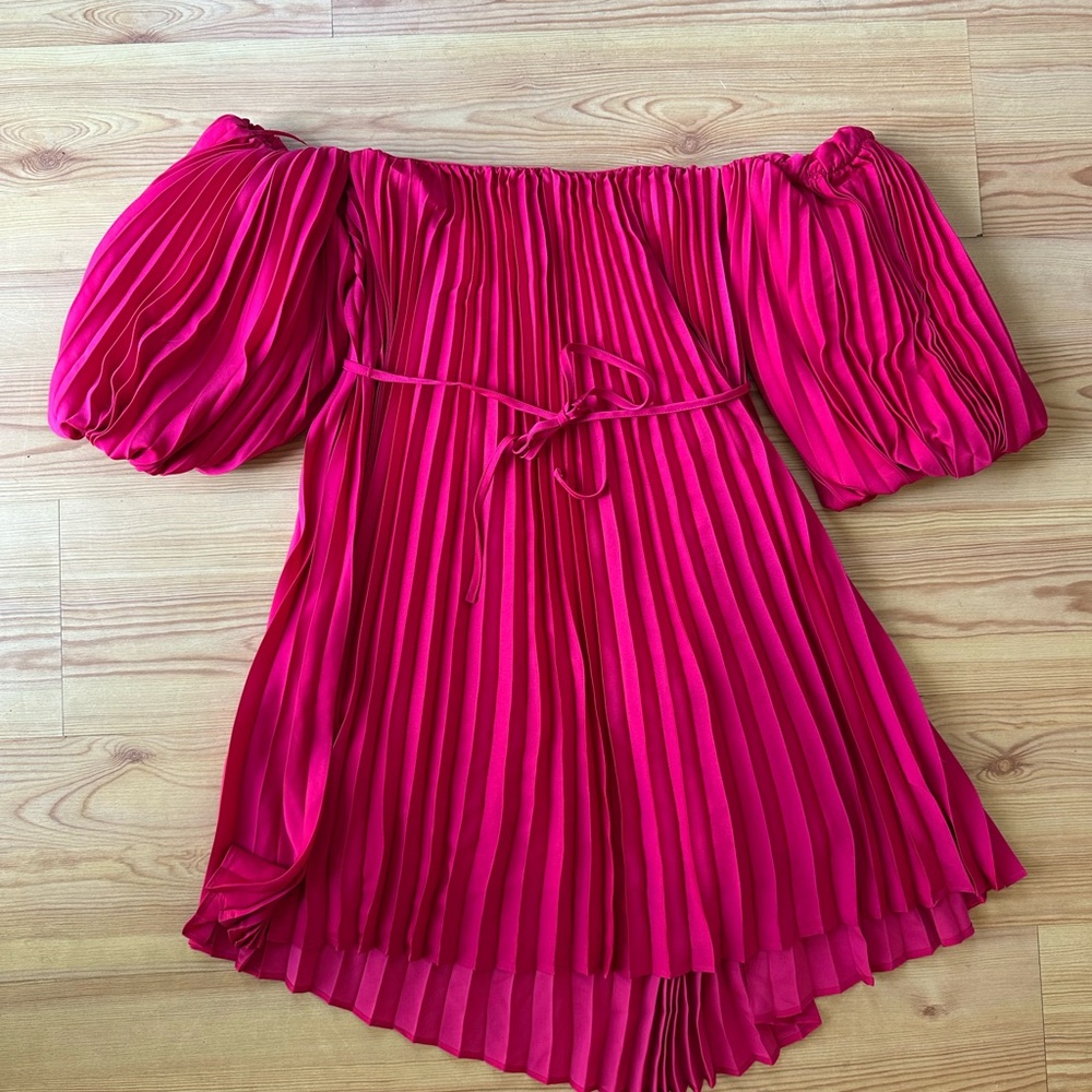 Express Strapless Pink Pleated Dress
